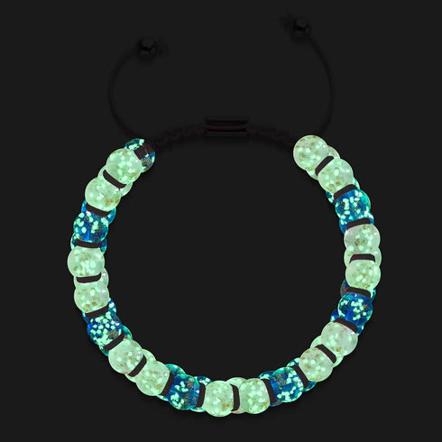 Oasis | Succulente rose x Saphir | Bracelet en verre double luciole